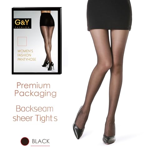 G&Y Women's Backseam Sheer Tights - 20D Control Top Pantyhose with Reinforced Toes
