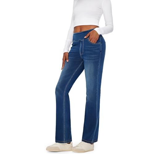 Fanica High Rise Bootcut Jeans For Women, Stretchy Pull On Elastic