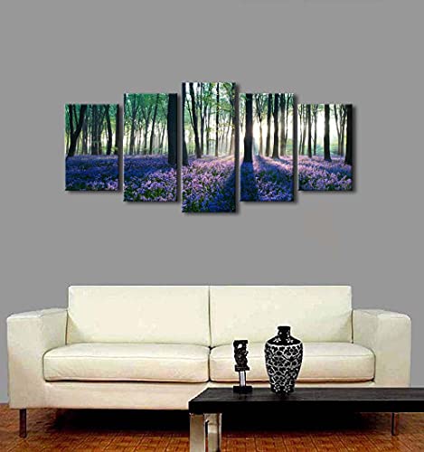 Early Morning Lavender 5-Panel Stretched Canvas Wall Art