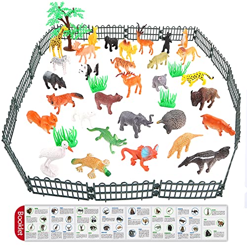 54 Piece Mini Wild Animal Figures for Kids, Plastic Small Zoo Toy Set