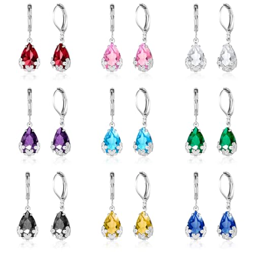 Dangle Earrings for Women Multicolor Crystal Drop Earrings Set Leverback Teardrop Earrings Main image
