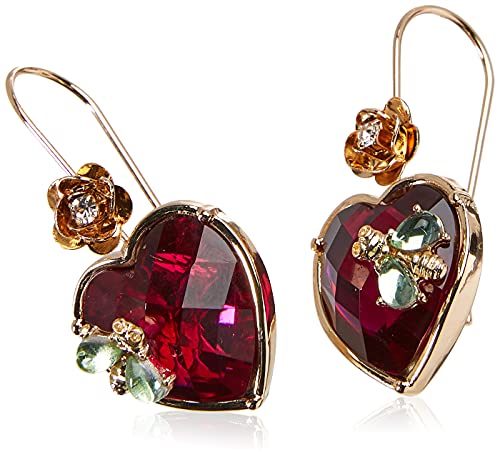 Betsey Johnson Womens Stone Heart Dangle Earrings