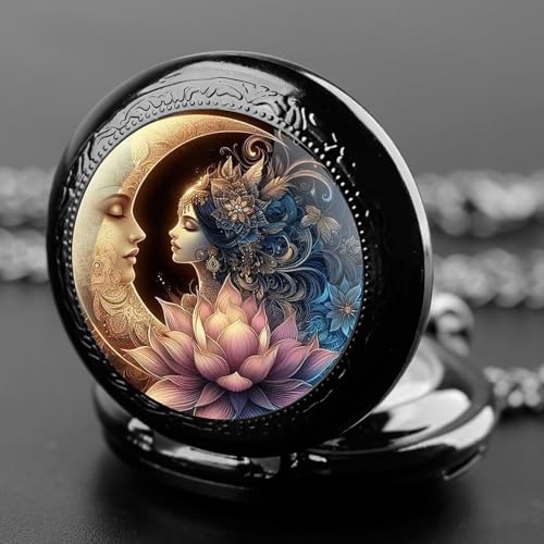 Vintage Pocket Watch for Women Men Graphic Animal Design Quartz Pocket
