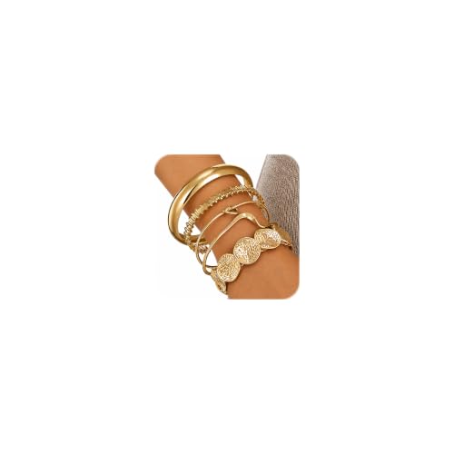 Gold Bangle Bracelets for Women, Dainty Knot 14K Gold Plated Multi Layer Bangle Cuffs, Personalized Boho Chunky Bracelets for Women Jewelrys Set Gifts