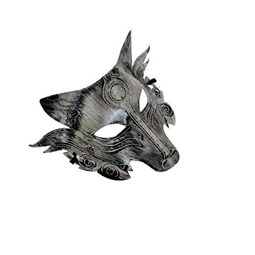 Halloween mask animal wolf head mask masquerade mask (Silver)-1Pieces