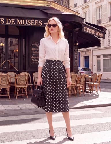 Belle Poque Women's Midi Pleated A-Line Skirts Pockets