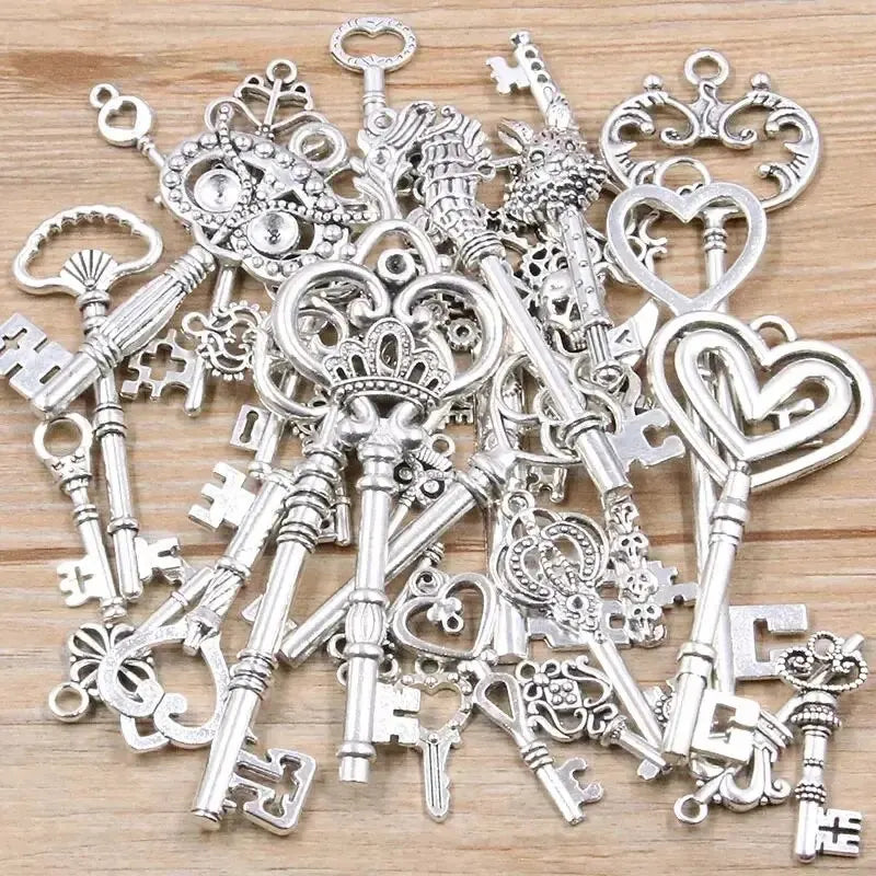 50 Pack Key Charms Steampunk DIY Craft