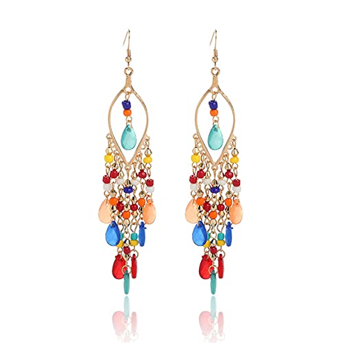 Crystal Beaded Tassel Bridal Earrings