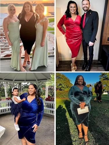 TINSTREE Womens Plus Size Velvet Bodycon Dresses Sexy Cocktail Dress