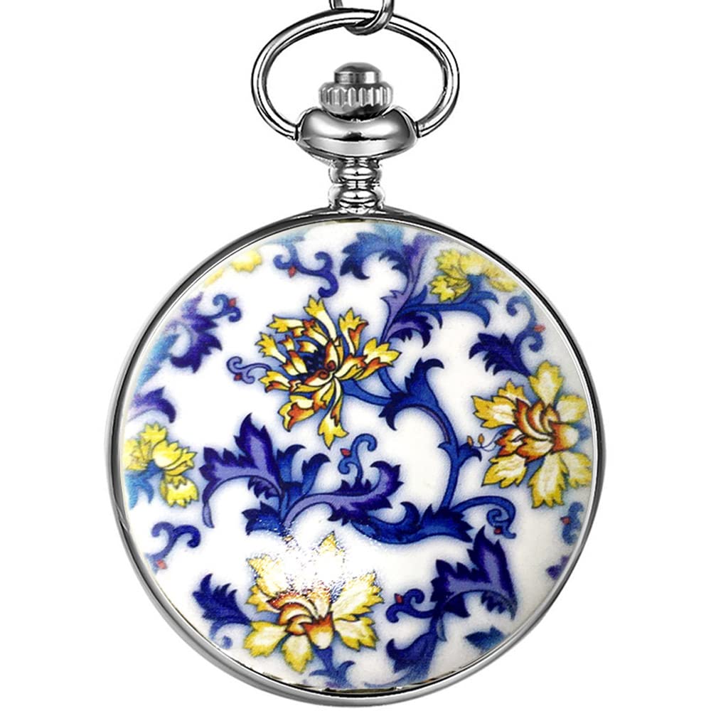 Pocket Watch Stainless Steel Mechanical Hand-Wind Retro Skeleton Dial