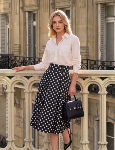 Belle Poque Women's Midi Pleated A-Line Skirts Pockets