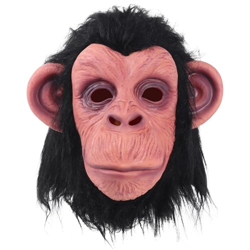 Monkey Mask Latex Full Head Animal Black Chimp Mask for Halloween Costume Party, Large Secondary image