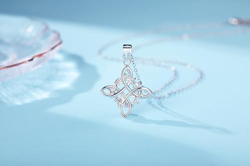 Witches Knot Necklace Nudo De Bruja Pendant Original Tetragrammaton Amuleto de Proteccion 925 Sterling Silver Wicca Moon Irish Celtic Jewelry for Women