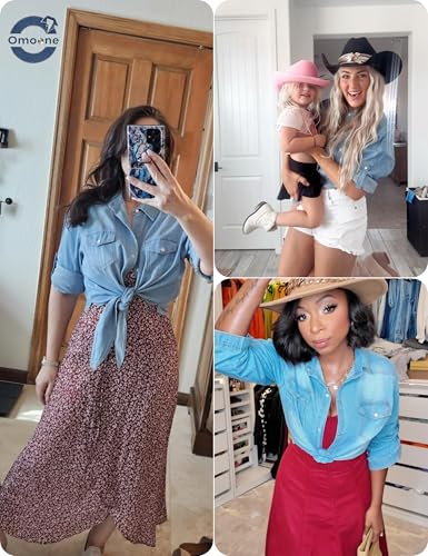 Womens Crop Modern Denim Top Tie Knot Shirt Chambray Cardigan