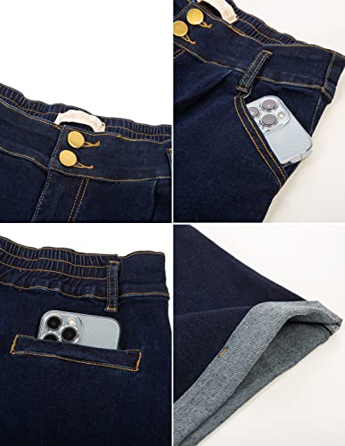 High-Waisted Wide-Leg Denim Shorts with Pockets