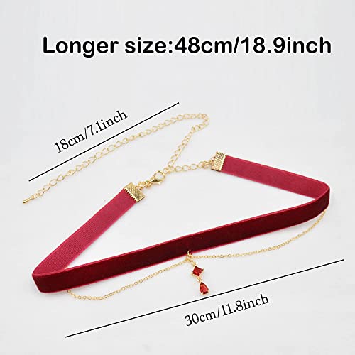 MOMOCAT Black Velvet Red Pendant Choker Necklace for Women Gothic Lace Chokers Necklace Witch Bride Vampire Accessories Aesthetic kawaii Jewelry for Women Teen Girls