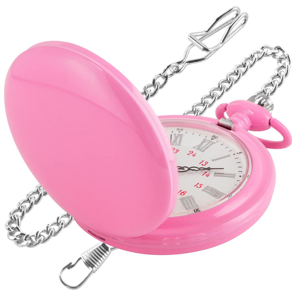 Smooth Cover Quartz Pocket Watch, Fashionable Roman Digital White Dial