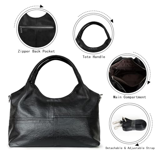 Medium Vegan Leather Satchel Tote with Detachable Strap