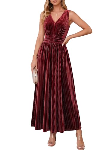 Simplee Womens Velvet Sleeveless Formal Wedding Guest Cocktail Maxi Dress Main image