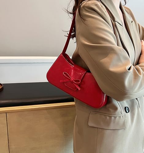 Shoulder Bag for Women — Trendy Y2K Patent Leather Bow Hobo