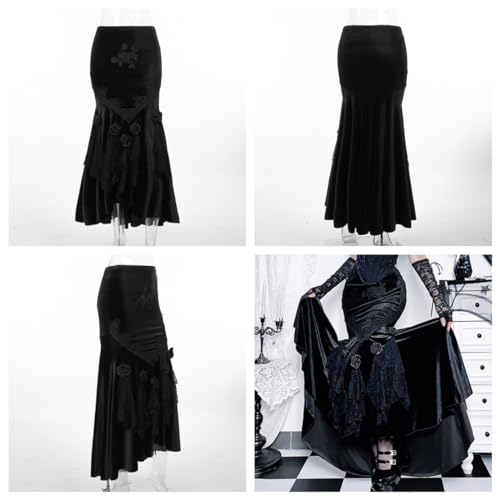 Women Gothic Pleated Skirt Steampunk High Waist Long Maxi Skirts