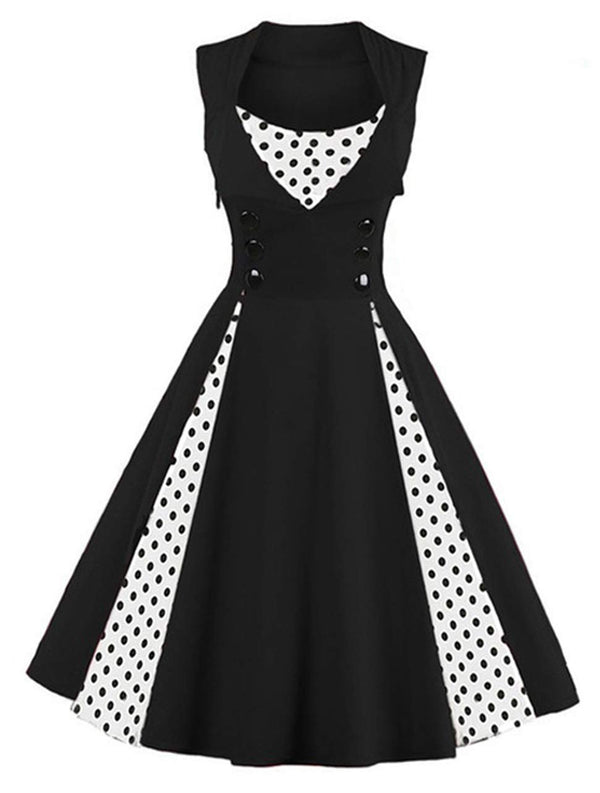 Polka Dot Style Cocktail Party Swing Dress