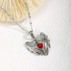 Silver Amulet Of Skeleton Hands and Heart