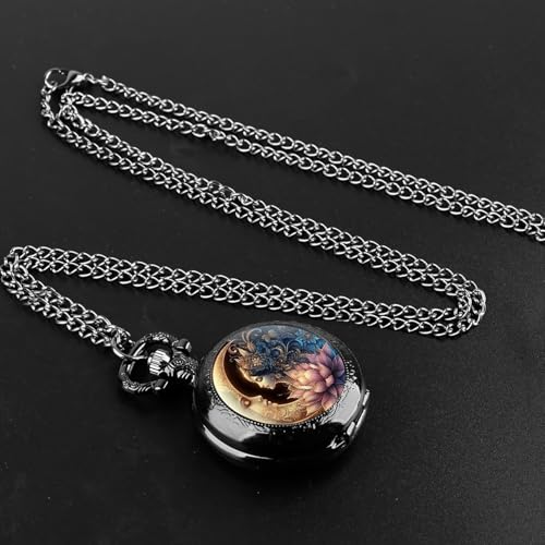 Vintage Pocket Watch for Women Men Graphic Animal Design Quartz Pocket