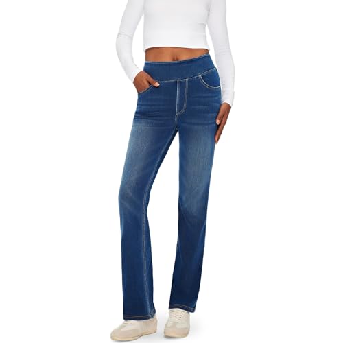 Fanica High Rise Bootcut Jeans For Women, Stretchy Pull On Elastic Main image