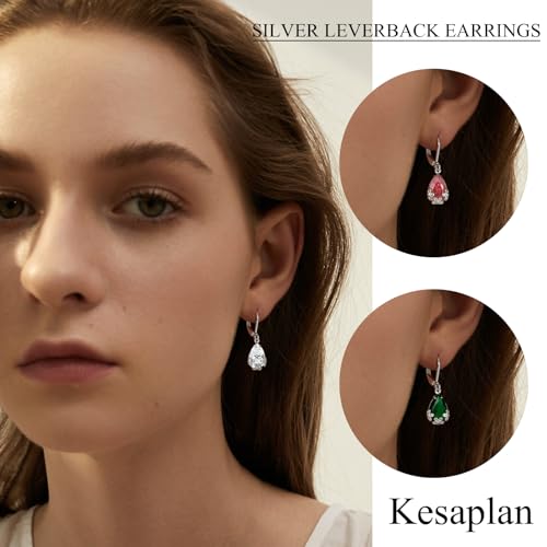 Dangle Earrings for Women Multicolor Crystal Drop Earrings Set Leverback Teardrop Earrings