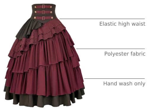 Women's Steampunk Skirt Gothic High Waisted Ruffle Pirate Skirt