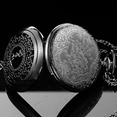 Roman Numerals Scale Quartz Pocket Watches with Chain Christmas Gift