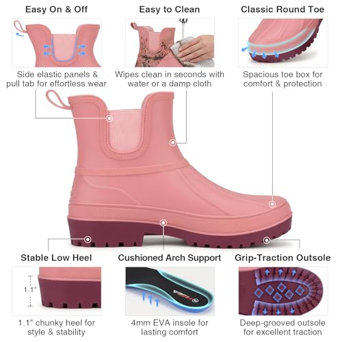 Chelsea Rain Boots For Women, Short Ankle Rubber Duck Boots