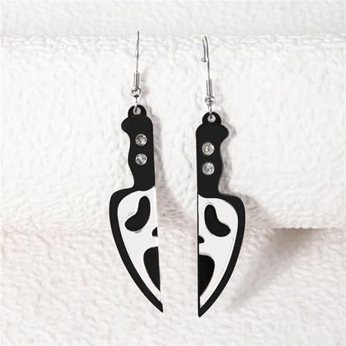 Spooky Ghost Pumpkin Earrings Funny Acrylic Candy Corn Earring Cute Orange Pumpkin Spooky Ghost Skull Cat Spider Butterfly Dangle Earrings for Women Halloween Costume Decorations Accessories