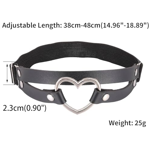 FM FM42 Multicolor PU Simulated Leather Women's Gothic Double Straps Heart O Ring Leg Thigh Elastic Garter Belt, One Pair