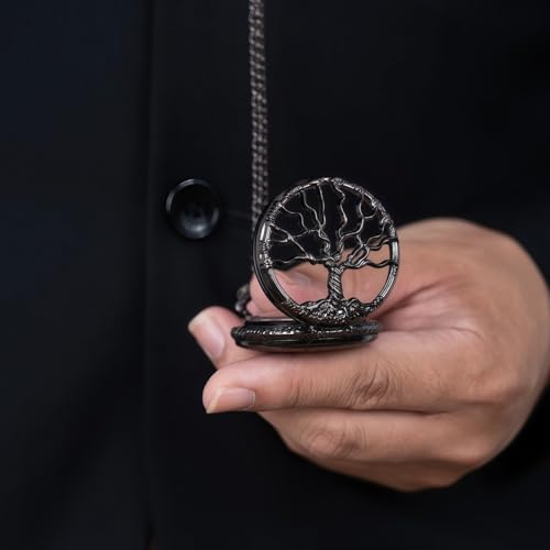 Pocket Watch — Hollow Tree Roman Numerals Antique Quartz Fob