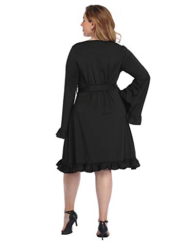 HDE Womens Plus Size Bell Sleeve Dress Vintage A-line Hippie Witch Dress