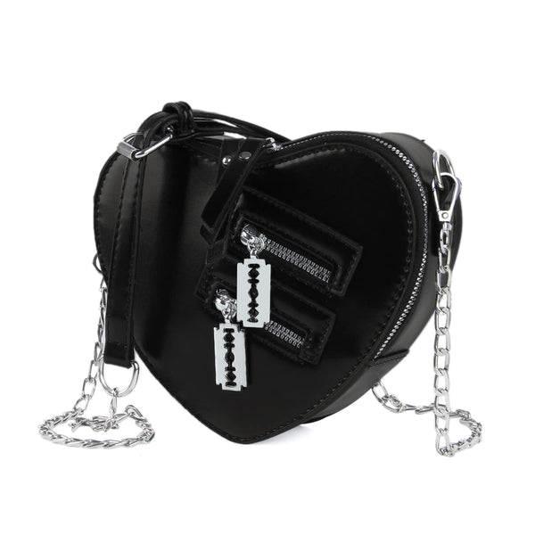 Heart-Shaped Gothic Chain Crossbody Purse