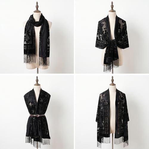 Sucrain Women Velvet Shawl and Wrap for Evening Dresses Wedding Soft Sheer Rose Scarf Shawl for Dress Accessories Winter