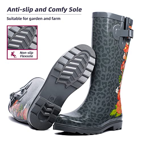 Rain Boots For Women, Waterproof Ladies Tall Knee High