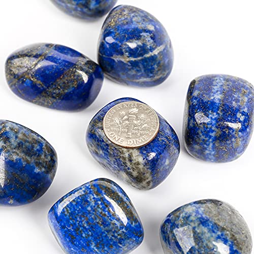 ZenQ 1/2 lb Tumbled Lapis Lazuli Stones for Wicca, Reiki, and Energy Crystal Healing, Natural Lapis Lazuli from Afghanistan