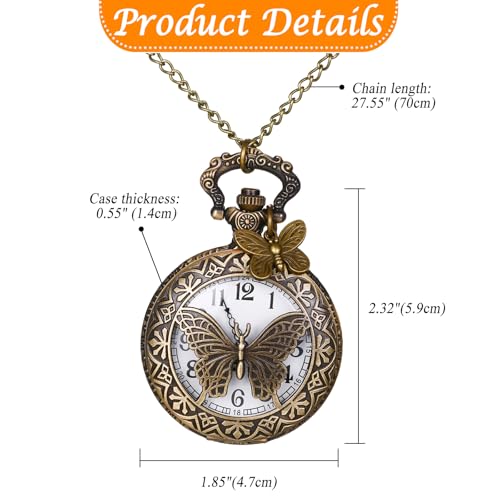 Hollow Butterfly Pocket Watches: Bronze Vintage Retro Analog Quartz Wa