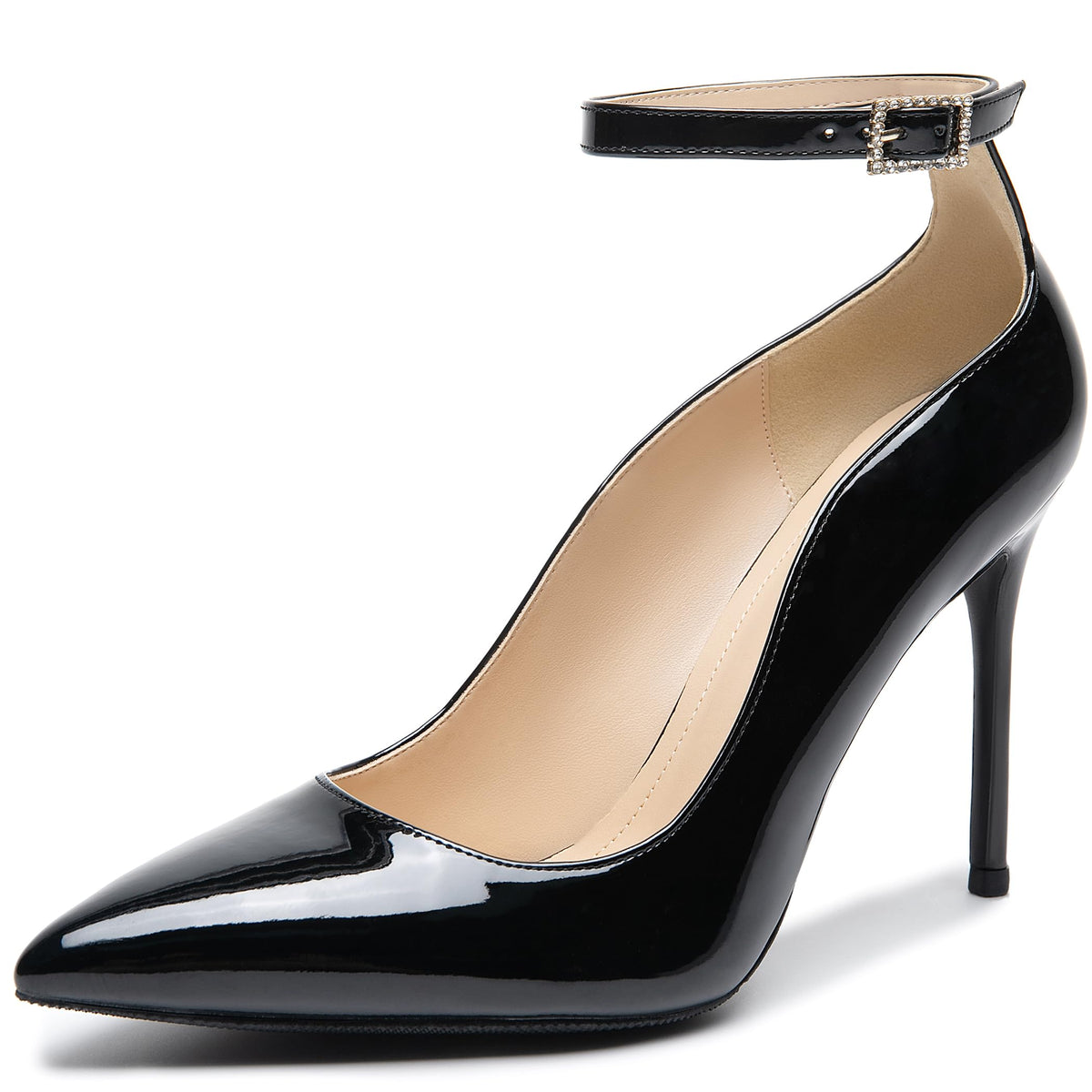 Women's Pumps 4" High Heels Ankle Strap Pointed Toe Pump Shoes