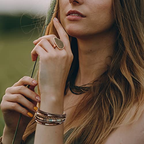 Fesciory Leather Wrap Bracelets for Women, Boho Western Layered Jewelry