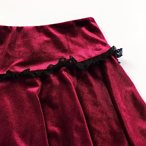 Velvet Lace Little Mini Skirts for Women High Waist Casual Ruffle Skirt Y2k Punk Goth Party