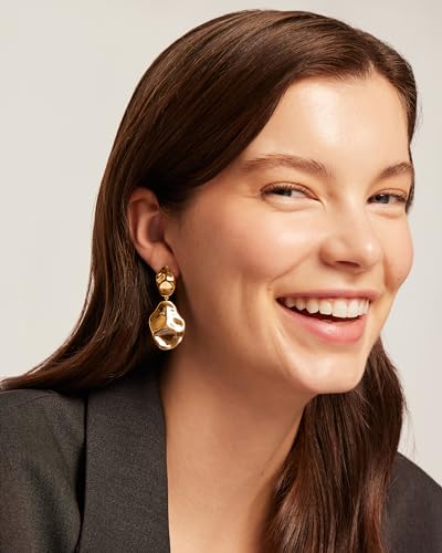 PAVOI 14K Gold Plated Teardrop Statement Drop Dangle Earrings for Women