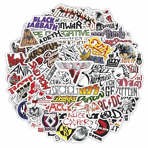 100Pcs Classic Rock Stickers — Rockabilly Guitar & Music Emblems