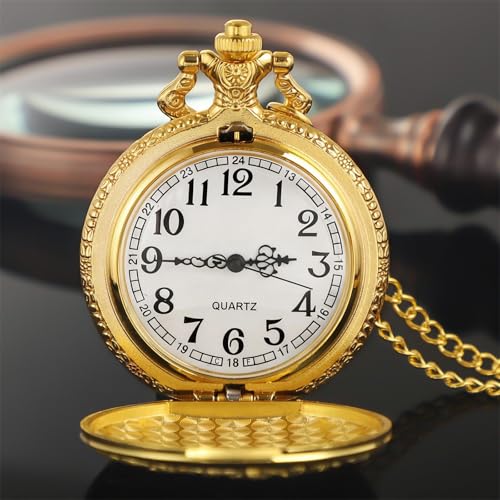 Vintage 3D Flower Quartz Pocket Watch with Chain
