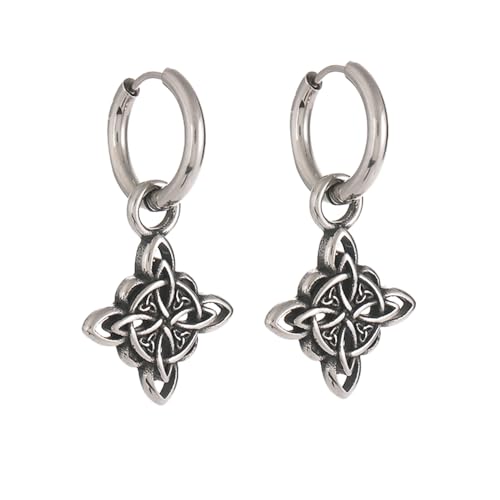 Witches Knot Earrings, Stainless Steel Dangle Earrings Celtic Knot Triquetra Trinity