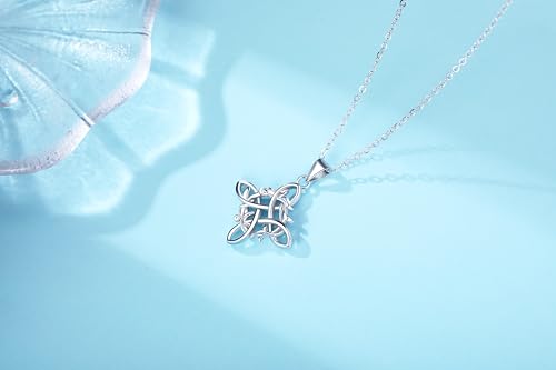 Witches Knot Necklace Nudo De Bruja Pendant Original Tetragrammaton Amuleto de Proteccion 925 Sterling Silver Wicca Moon Irish Celtic Jewelry for Women
